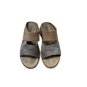 Bionica Airmont Leather Slip On Sandals Silver And Brown Size 9.5 Women’s